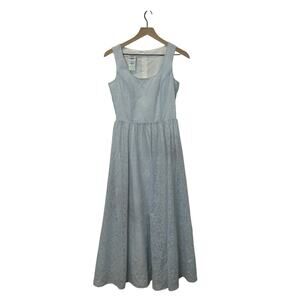 Laura Ashley Rare Vintage Cottage Core Floral Blue Maxi Dress Size 6